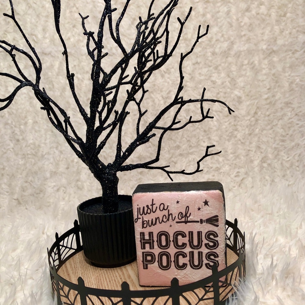 Farmhouse Wooden Pink Block Decor , Halloween Hocus Pocus, Farmhouse Halloween